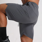 Men Running Shorts Zipper Pockets Side Split Workout Breathable Gym Shorts | K04