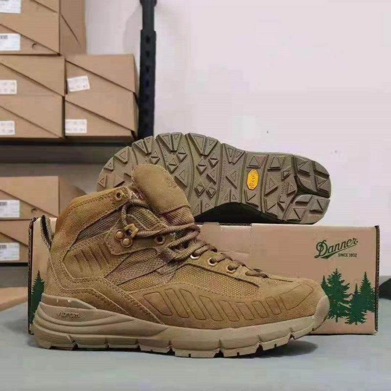 High-Top Desert Tactical Boots Waterproof Leather Suede Hiking Shoes with Gore-Tex & Vibram Sole Breathable Outdoor Trekking Footwear
