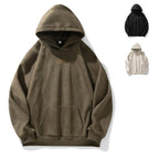 Unisex Heavy Suede Hooded Sweatshirt Retro American Style for Autumn & Winter Loose Fit Hoodie | L3848