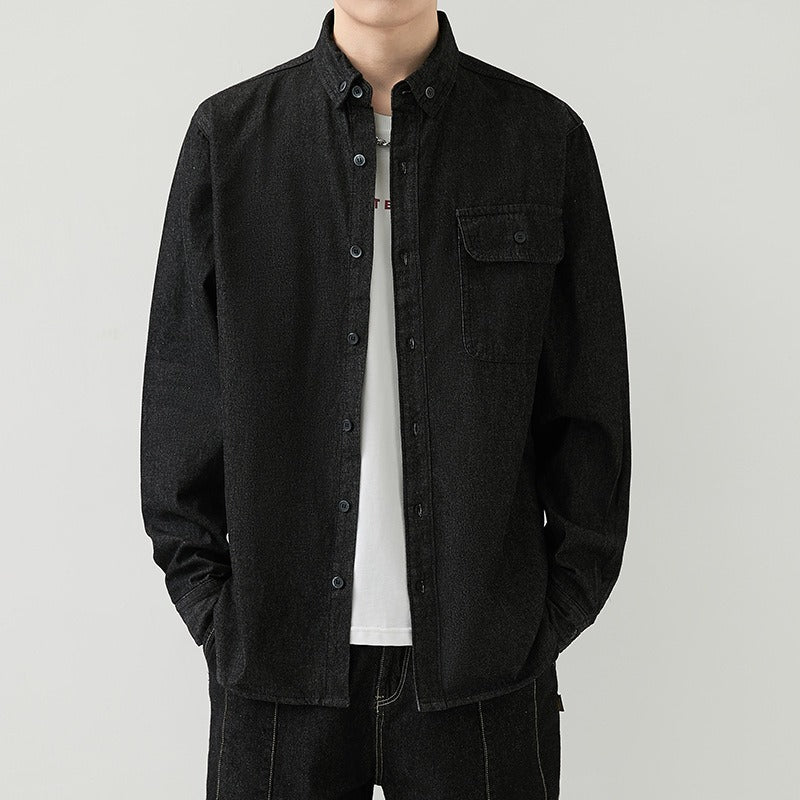 Men's Slim Fit Denim Long Sleeve Shirt Trendy Style Casual Work Jacket Shirt | MT8003