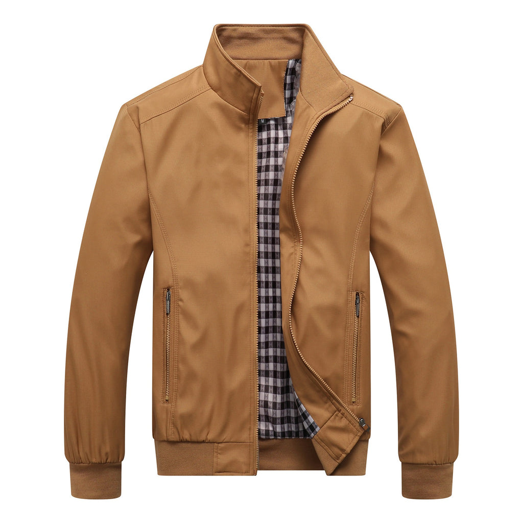 Men Solid Color Zipper Jackets Stand Collar Casual Outwear Tops Coat Jacket | S1268
