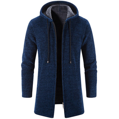 Men Hooded Zip Fleece Knit Sweaters Coat Warm Thick Windbreaker Jackets Coat | 6619