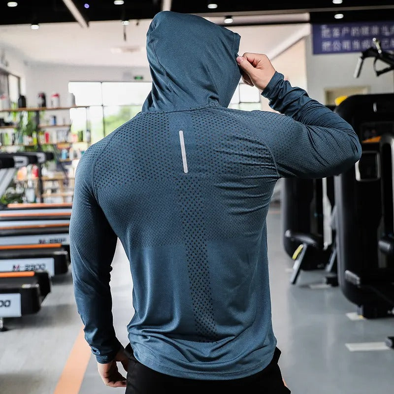 Sweat à capuche de sport pour homme, pour fitness, course à pied, entraînement musculaire, gym | 61139 