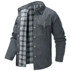 Men's Plaid Jacket Long Sleeve Button-Down Flannel Jacket with Pockets for Streetwear | 3268