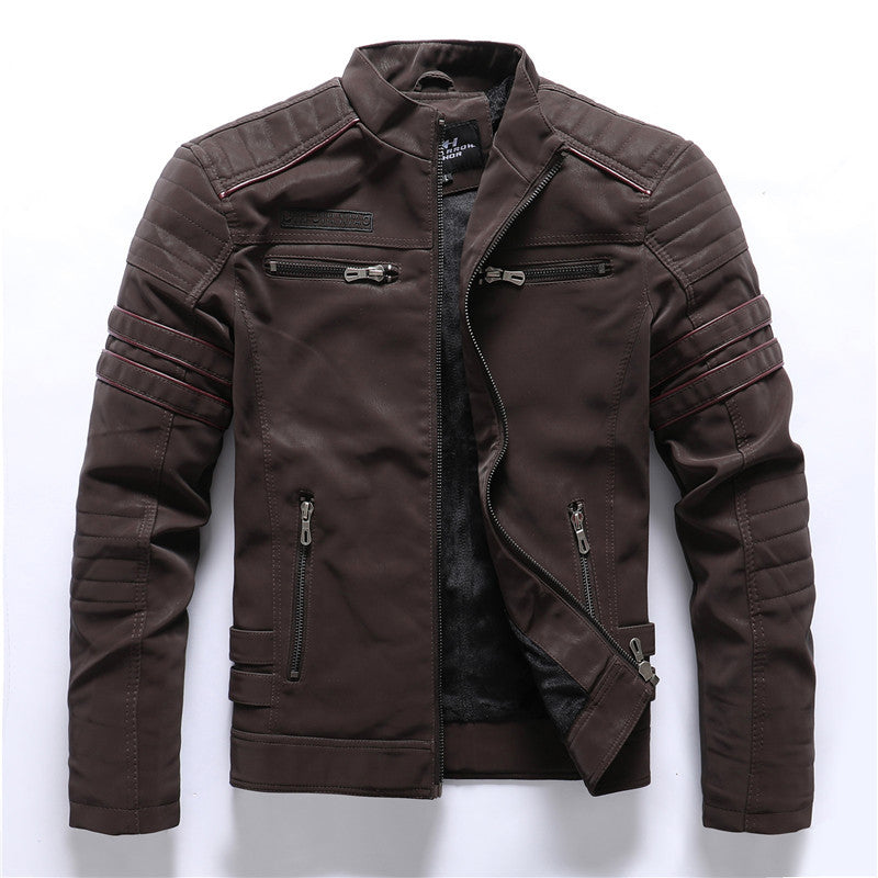 Men's PU Brushed Soft Suede Leather Jacket Fashion Multi-Embroidered Tide Jackets Blazer| 8809