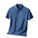Men's Summer Seamless Ice Silk T-shirt Solid Color Short Sleeve Casual Stretch Polo Shirt | Y678