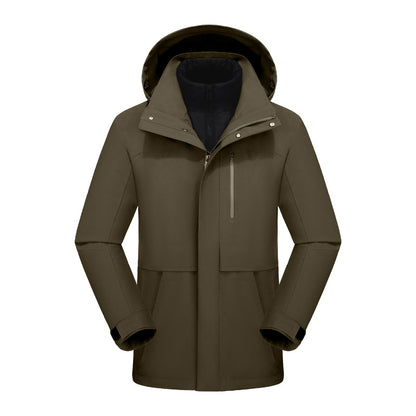 Dixiang Men's 3-in-1 Waterproof Hiking Jacket | 8000mm Seam-Taped Shell with White Goose Down Inner Layer | All-Season Outdoor Coat | J24688