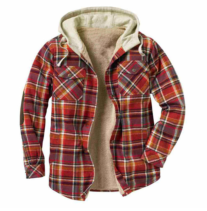 Men’s Premium Lightweight Flannel Hoodie – Stylish Cotton Shirt Jacket for Casual Comfort| SY0093