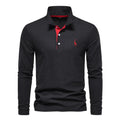 Men's Cotton Polo Shirt Fashion Casual Long Sleeve With Deer Embroidery Design T-Shirt For Men | T12
