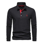 Men's Cotton Polo Shirt Fashion Casual Long Sleeve With Deer Embroidery Design T-Shirt For Men | T12