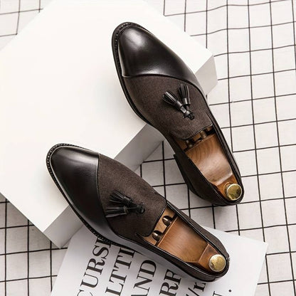 Men's Vintage Slip On Tassel Loafer Shoes Comfy Non Slip Rubber Sole Casual Dress Shoes | 1109-58