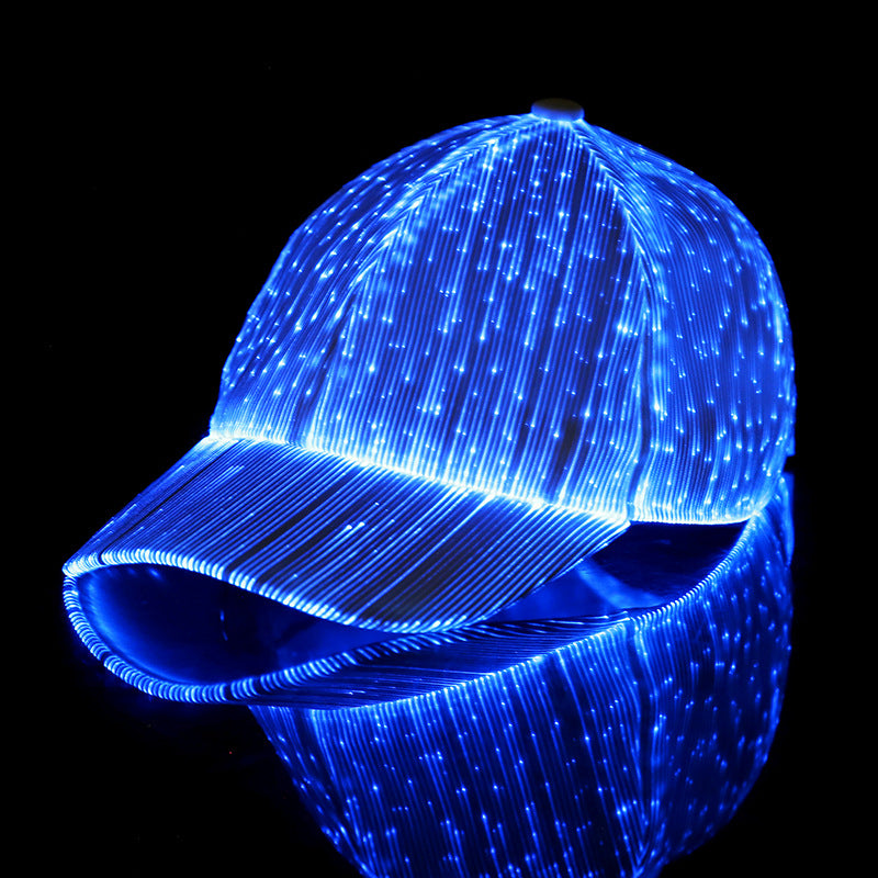 LED Fiber Optic Light-Up Hat 7 Color Glowing Hip Hop Baseball Cap with USB Charging for Events |