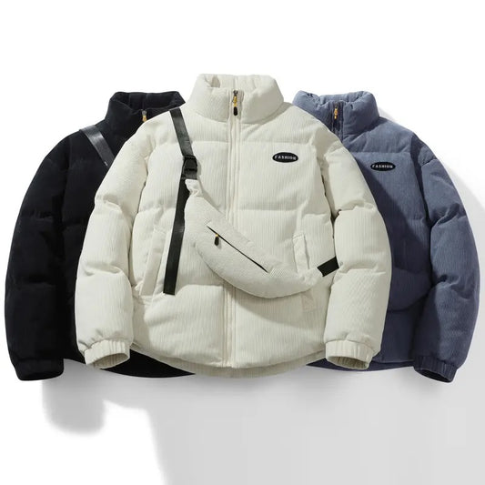 Winter Plain Coat Corduroy Puffer Jackets Loose Warm Wadding Cotton Bomber Jacket (Bag not included)| HP-009