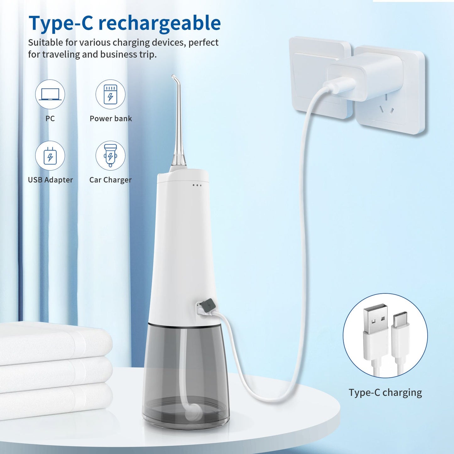 Hydropulseur dentaire portable sans fil, rechargeable et étanche, pour nettoyage des dents, irrigateur buccal, hydropulseur | 