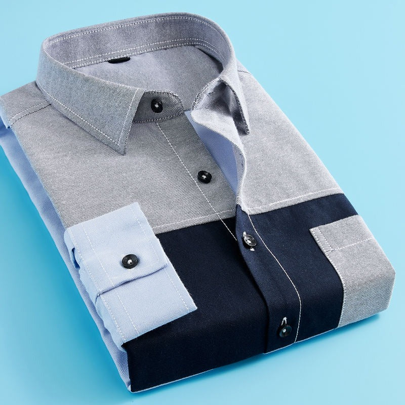 Men Denim Shirt Long Sleeve Slim Fit Color-Matching Casual Shirt | CS43