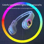 Summer Neck Fan Wearable Hands Free Bladeless Cooling Fans LED Colored Light 3 Speed 360° Wind Direction Adjustment Rechargeable Portable Air Con| S57
