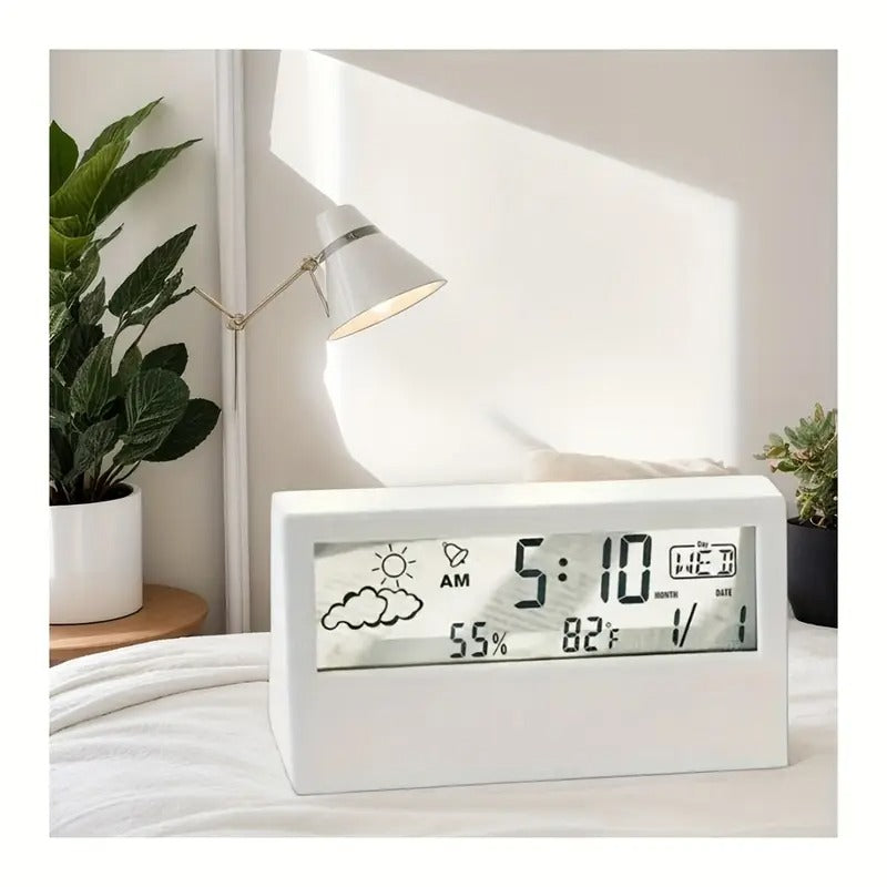Modern Transparent LED Digital Clock – Temp & Humidity, Weather Icons Home & Office Décor | 2158