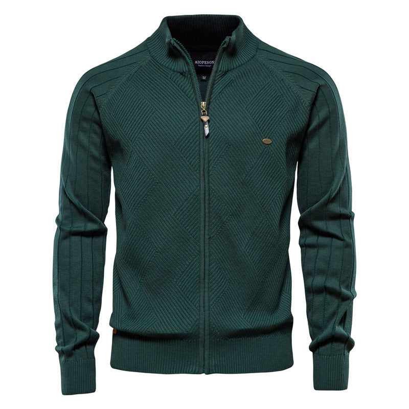 Men’s V-Neck Color-Trim Knit Cardigan – Casual Loose-Fit Buttoned Sweater for Autumn | SW199