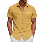 Men's Heavyweight Corduroy-Texture Work Shirt - 2025 Summer Relaxed Fit Casual Top | YH-OB20