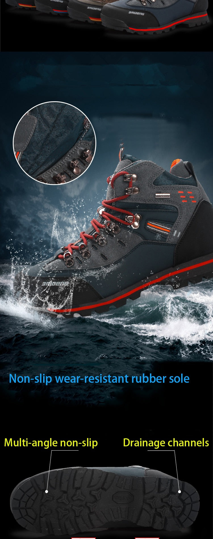 Top Quality Hiking Boots Anti-Skid Breathable Lace-Up High Top Outdoor Climbing Trekking Shoes | 8037