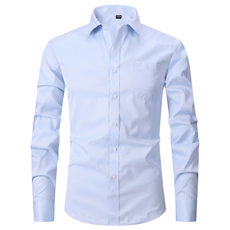 Men's Long Sleeve Shirt Striped Business Solid Color Work Formal Casual Shirt | FS05