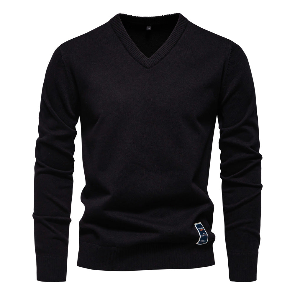 Winter Pullover Sweater V-neck Solid Color Long Sleeve Warm Sweaters Tops | VSW-02