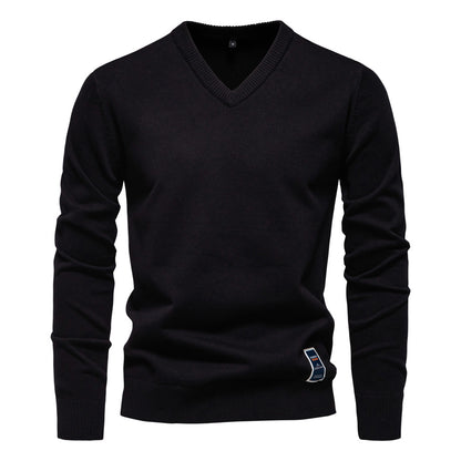 Winter Pullover Sweater V-neck Solid Color Long Sleeve Warm Sweaters Tops | VSW-02