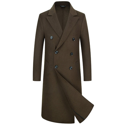 Manteau long en laine mélangée pour homme, style décontracté, trench-coat en laine, veste habillée, pardessus | 1001 