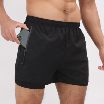 Men Summer Polyester 2 in 1 Quick Dry Short Joggers Workout Running Gym Shorts | DK-903