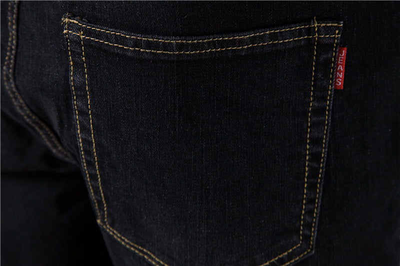 Jeans pour hommes en denim uni décontracté, coupe slim, pantalon en denim extensible | 515-6183 