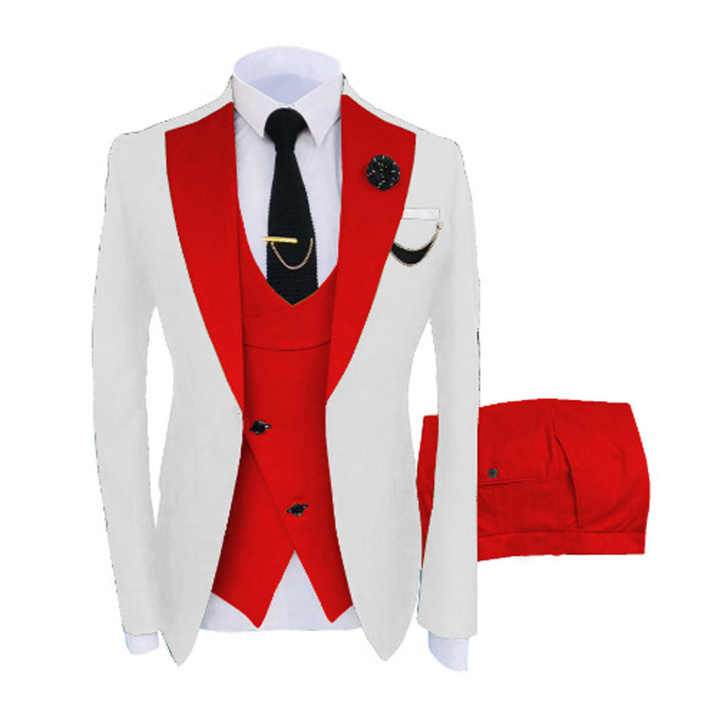 Uomo su misura bicolore abito 3 pezzi sposo matrimonio slim fit blazer giacca gilet pantaloni set smoking abiti| LR908 