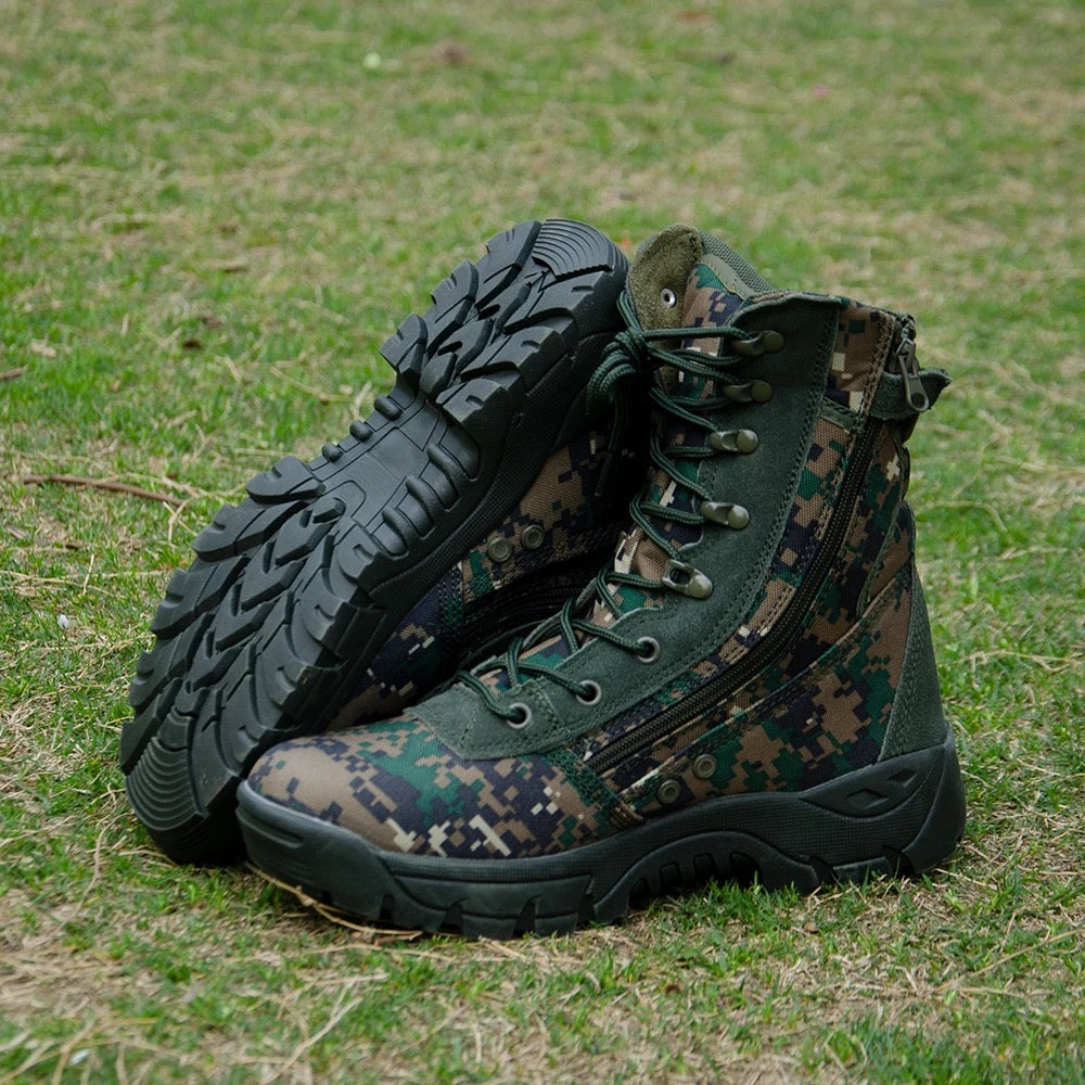 Chaussures d'entraînement en plein air pour hommes, bottes de combat de l'armée avec fermeture éclair latérale | Q3-1