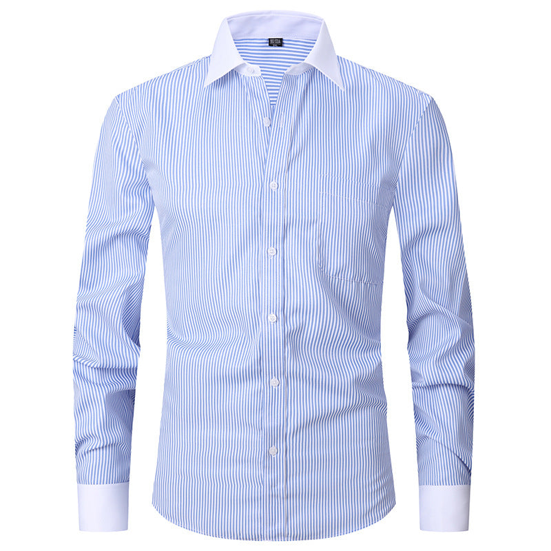 Camicia a maniche lunghe da uomo a righe, tinta unita, da lavoro, formale, casual | FS05 