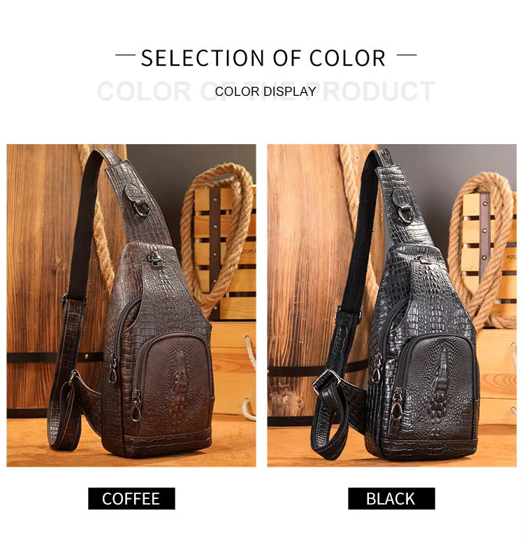 Men's Business Shoulder Bag Elegant Crocodile Pattern for Professional Style | 9076
