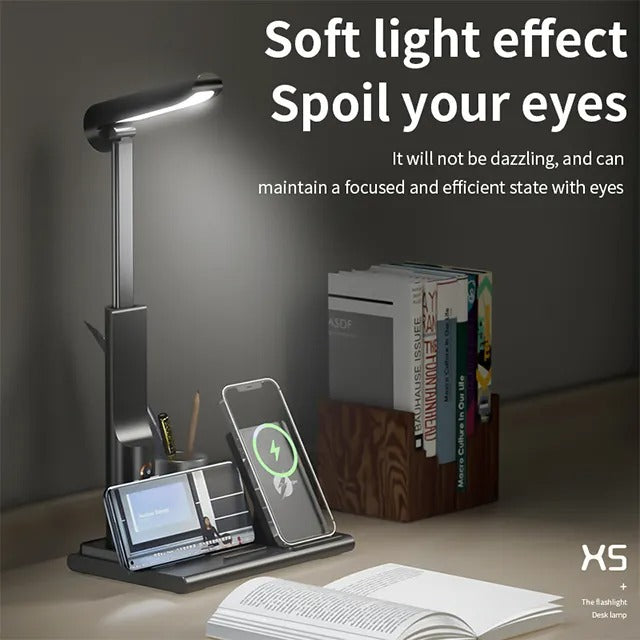 New Wireless Charger Desk Lamp with Pen Holder Multifunctional Lighting & Charging