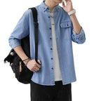 Men's Slim Fit Denim Long Sleeve Shirt Trendy Style Casual Work Jacket Shirt | MT8003