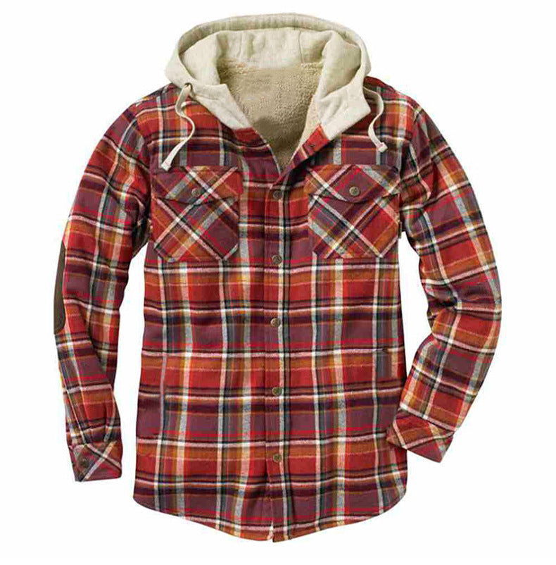 Men’s Premium Lightweight Flannel Hoodie – Stylish Cotton Shirt Jacket for Casual Comfort| SY0093
