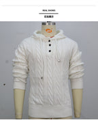 Men's Knitwear Twisted Drawstring Hooded Pullover Sweater 7-Needle Woolen Sweatshirt Jacket | SY0139