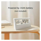 Modern Transparent LED Digital Clock – Temp & Humidity, Weather Icons Home & Office Décor | 2158