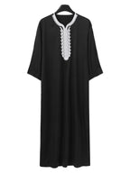 Men's Loose Muslim Robe Embroidered Long Sleeve Kaftan Islamic Abaya Ramadan & Eid Outfits | 1134997