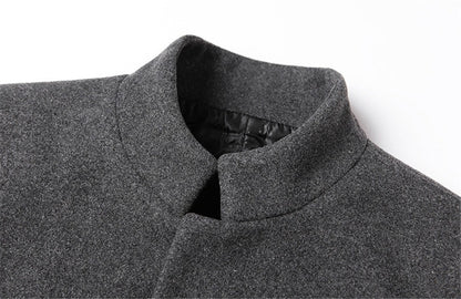 Men's Classic Woolen Jacket Coat Thick Mid-Long Trench Premium Wool & Blends Coat | 2811