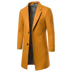 Men's Wool Trench Coat Turn Down Collar Long Wool & Blends Woolen Jacket Coat | JJ-YF601