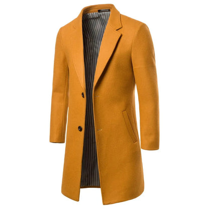 Trench-coat en laine pour homme, col rabattu, veste longue en laine et mélanges de laine | JJ-YF601 