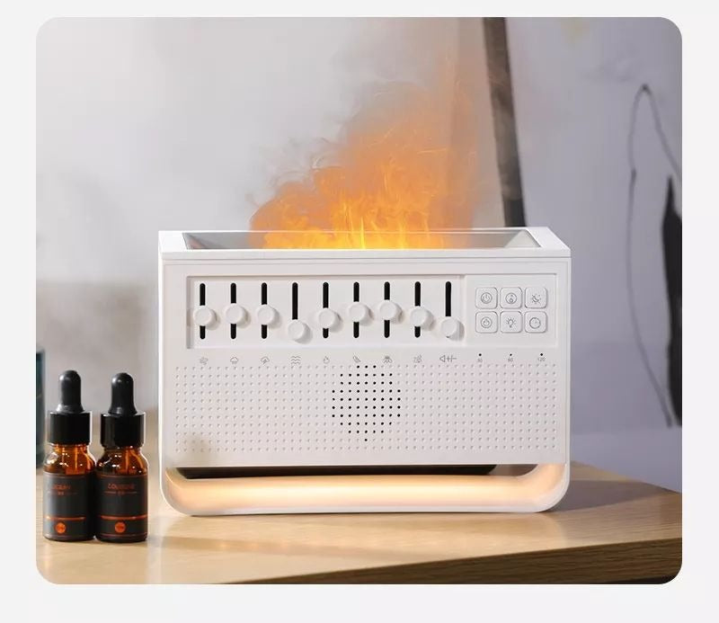 New Fancy Design 200ml Baby Care Sleeping Simulation 3d Fire Lamp Flame White Noise USB Music Essential Oil Diffuser | VR-WN03