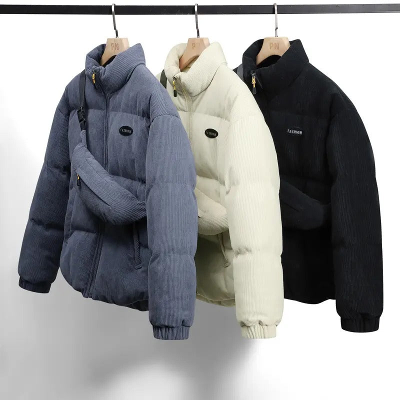 Winter Plain Coat Corduroy Puffer Jackets Loose Warm Wadding Cotton Bomber Jacket (Bag not included)| HP-009