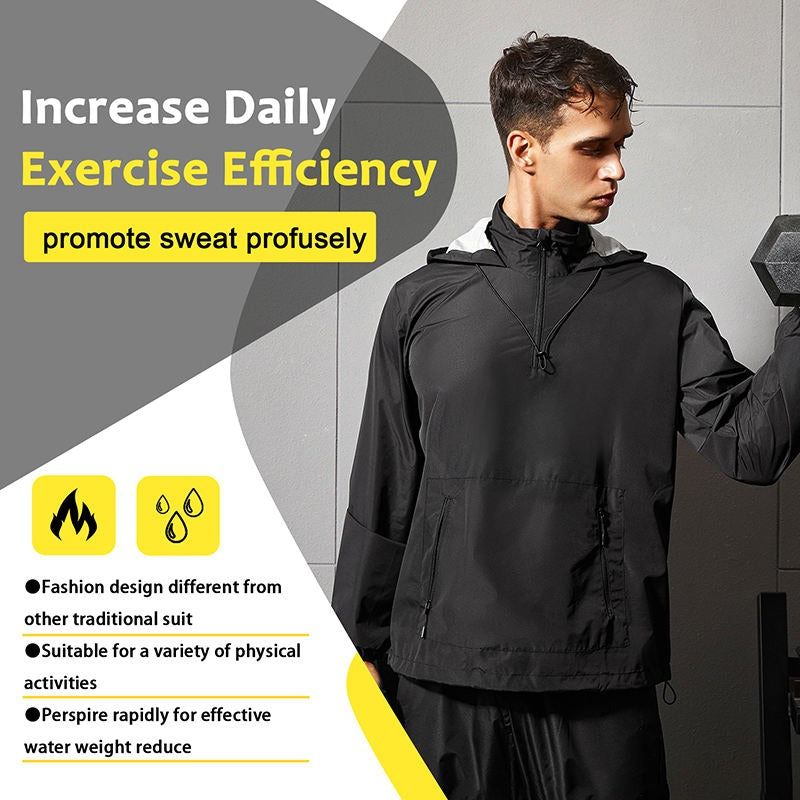 Men Workout Sweat Suit Jacket Fat Burner Top Sauna Sweat Hooded Jacket | 1.1