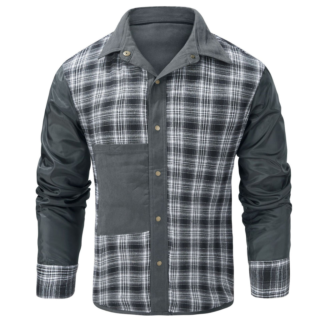 Men's Plaid Jacket Long Sleeve Button-Down Flannel Jacket with Pockets for Streetwear | 3268