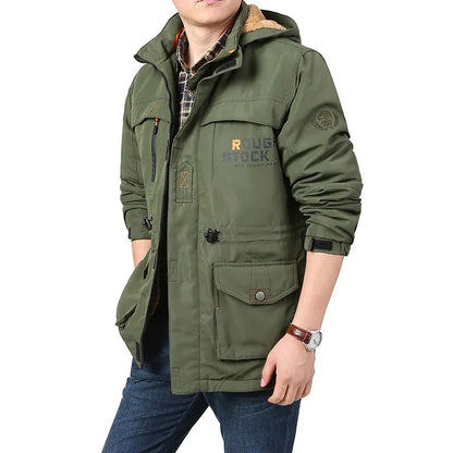 Winter Puffer Jacket Plaid Cotton Military Combat Outdoor Tactical Hooded Parka Coat | 086