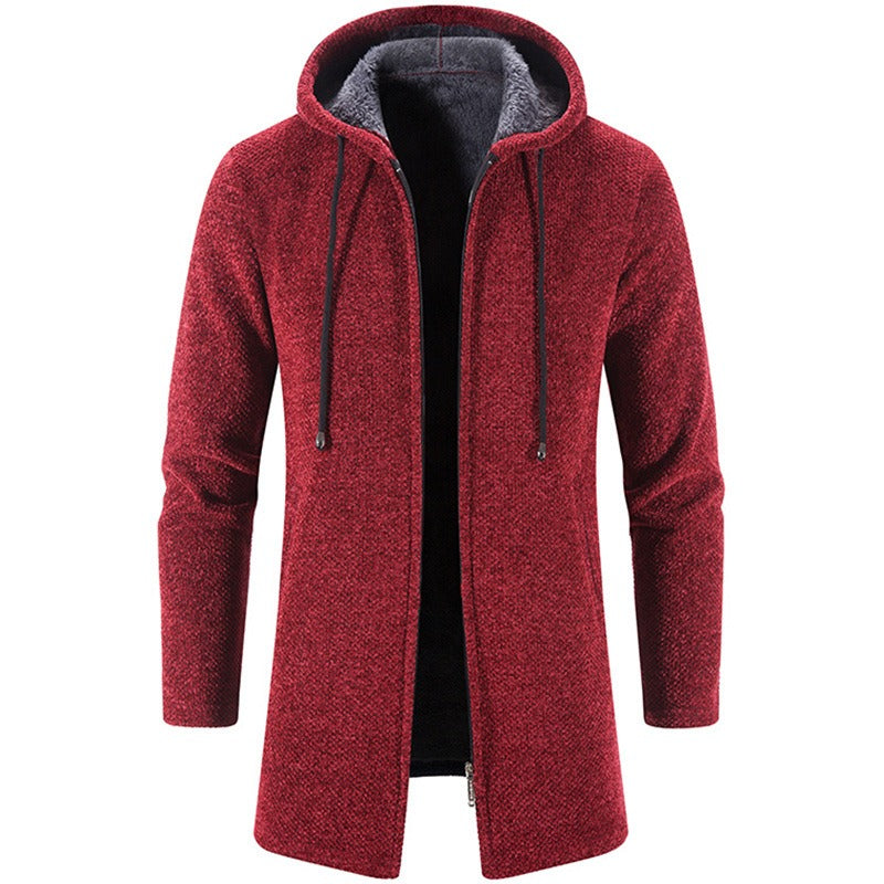 Men Hooded Zip Fleece Knit Sweaters Coat Warm Thick Windbreaker Jackets Coat | 6619