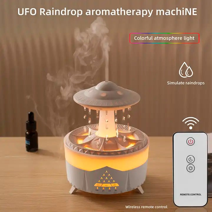 Remote Control Raindrop Cloud Humidifier 7 Colors LED Lamp UFO Aroma Diffusers | X01
